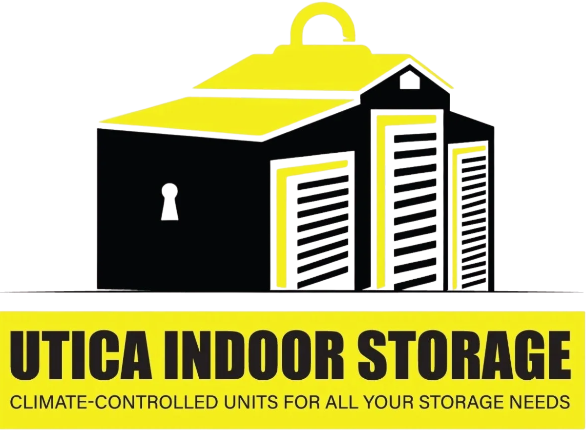 A yellow and black logo for ica indoor storage.